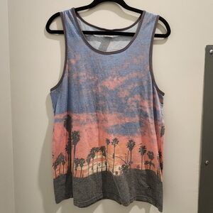 Sleeveless Palm Tree Print Tank Top Hang Ten